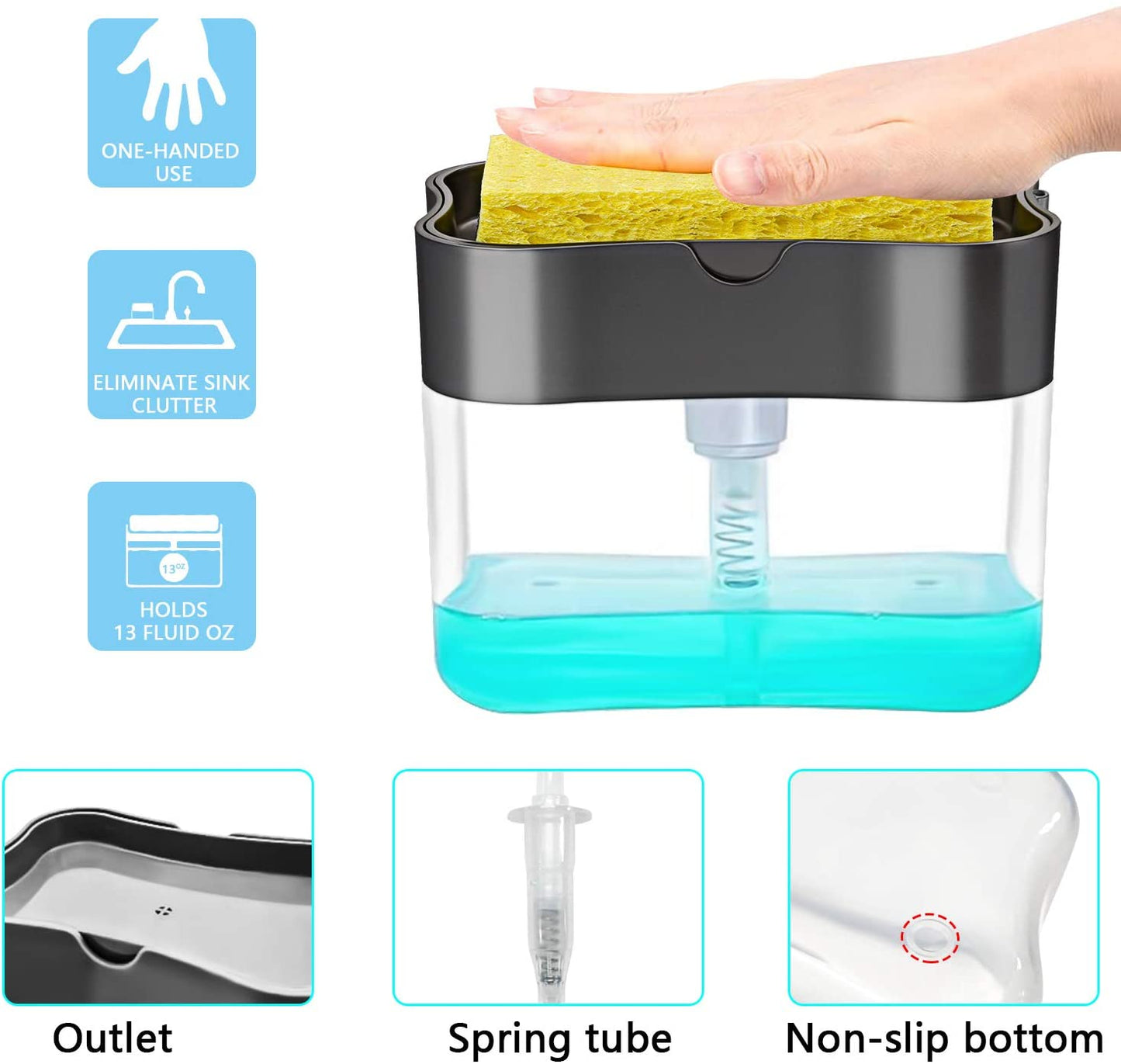 Porta esponja con dispenser de jabon