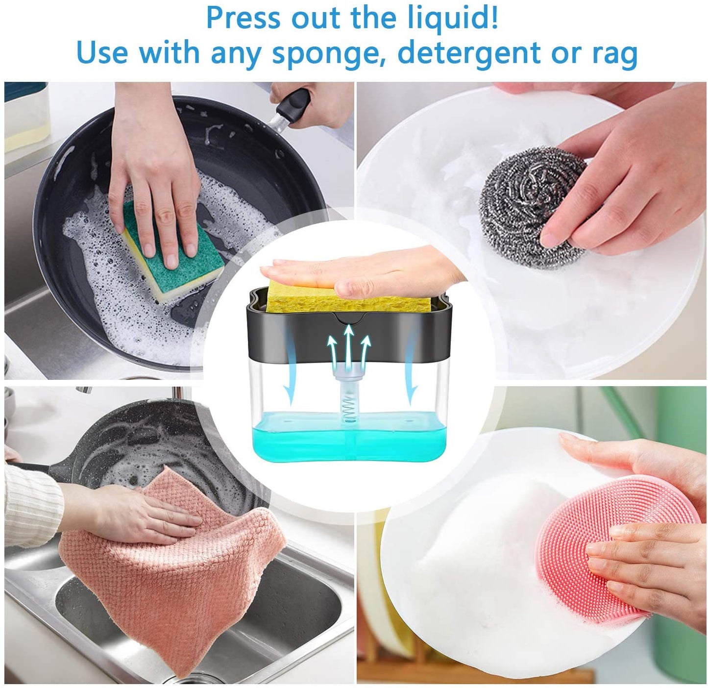 Porta esponja con dispenser de jabon